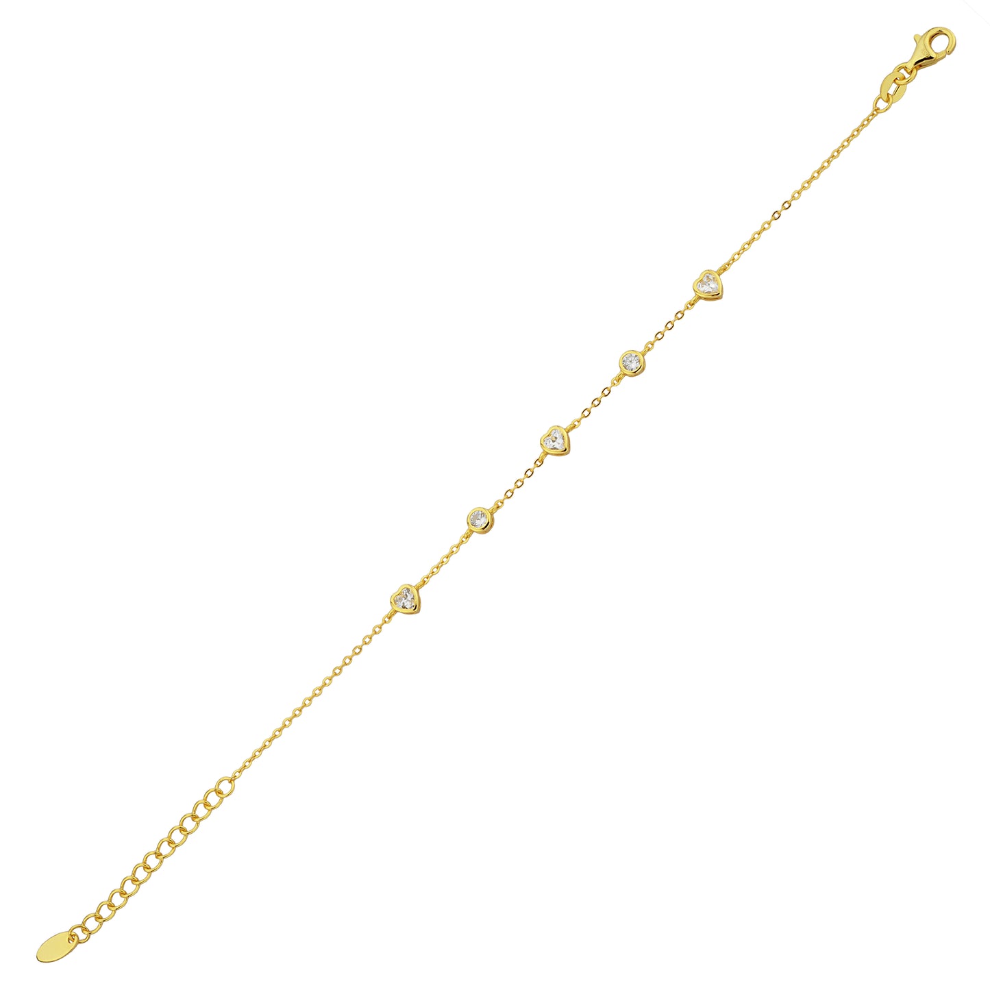 Bequasa Golden Love Armband, Silber 925, Rhodiniert