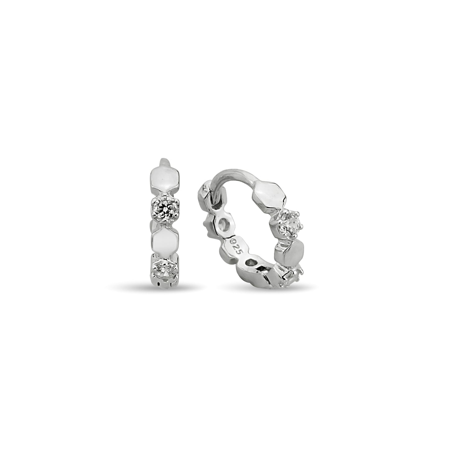 Bequasa Crystal Stones Ohrringe, Silber 925, Rhodiniert