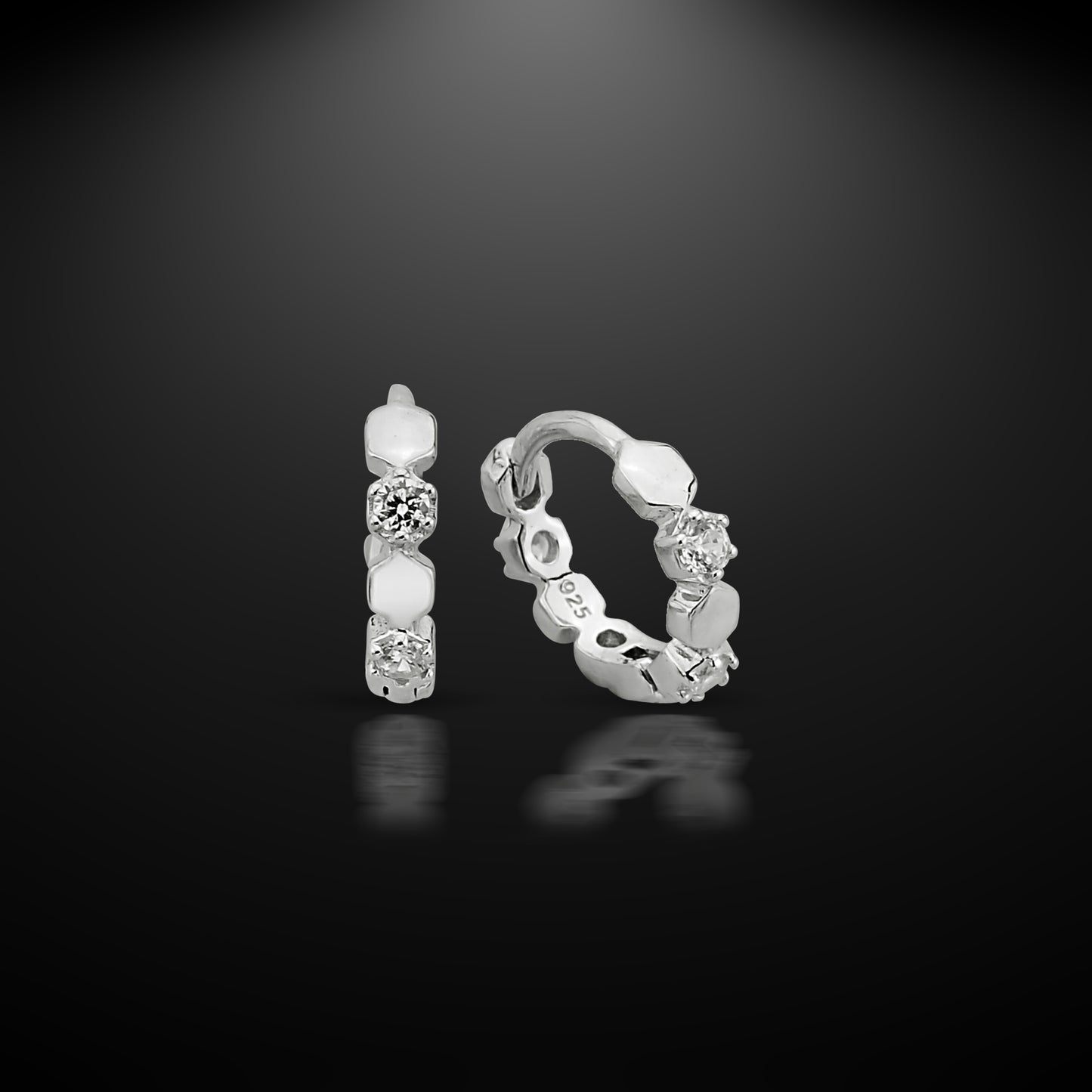 Bequasa Crystal Stones Ohrringe, Silber 925, Rhodiniert