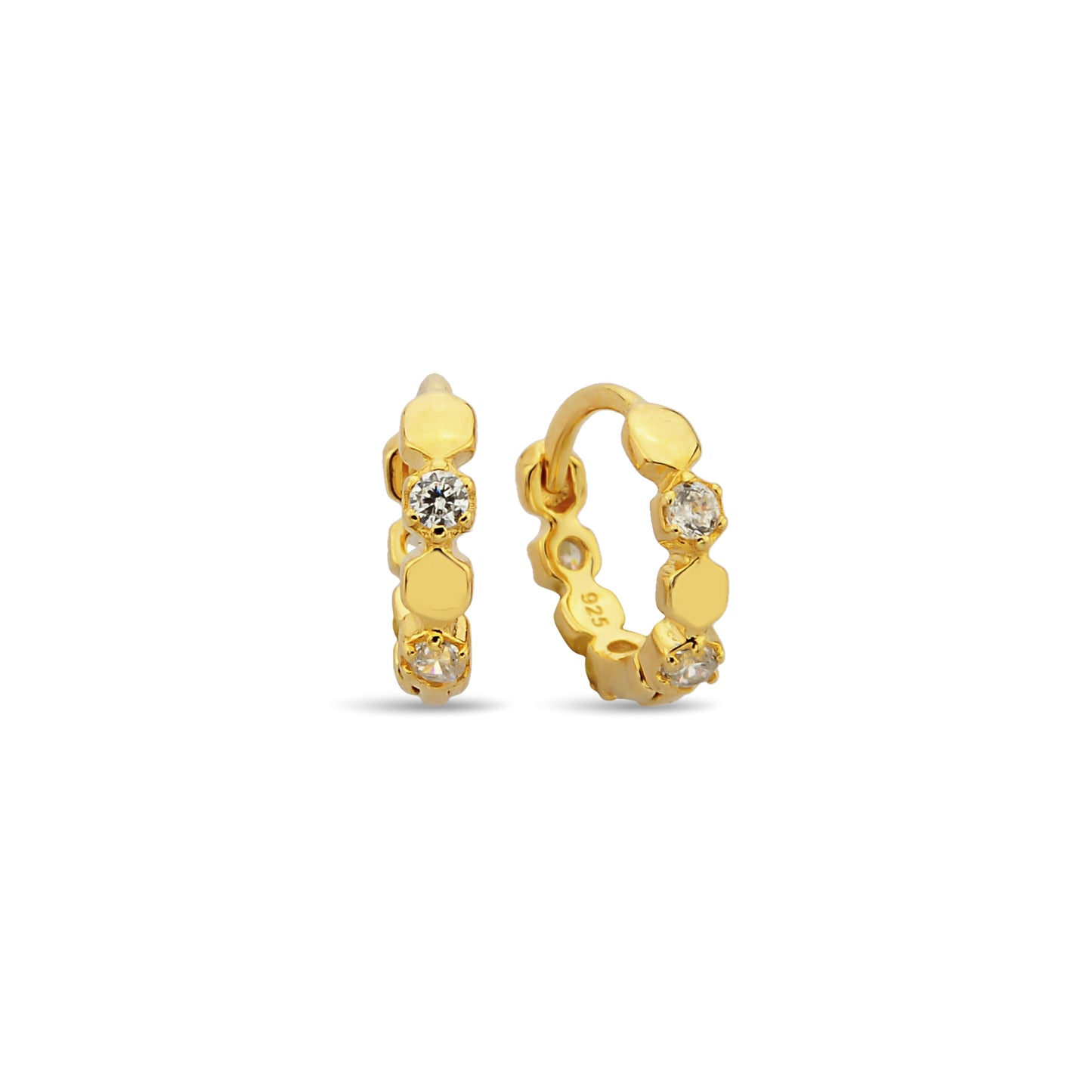 Bequasa Gold Stones Ohrringe, Silber 925, Rhodiniert