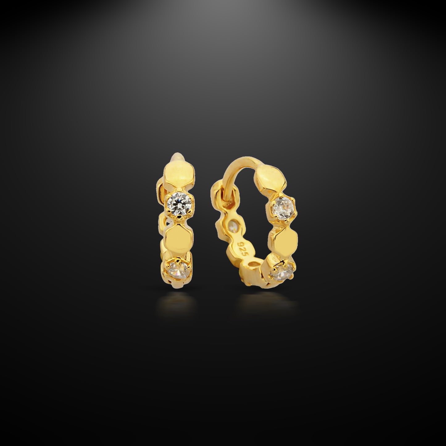 Bequasa Gold Stones Ohrringe, Silber 925, Rhodiniert
