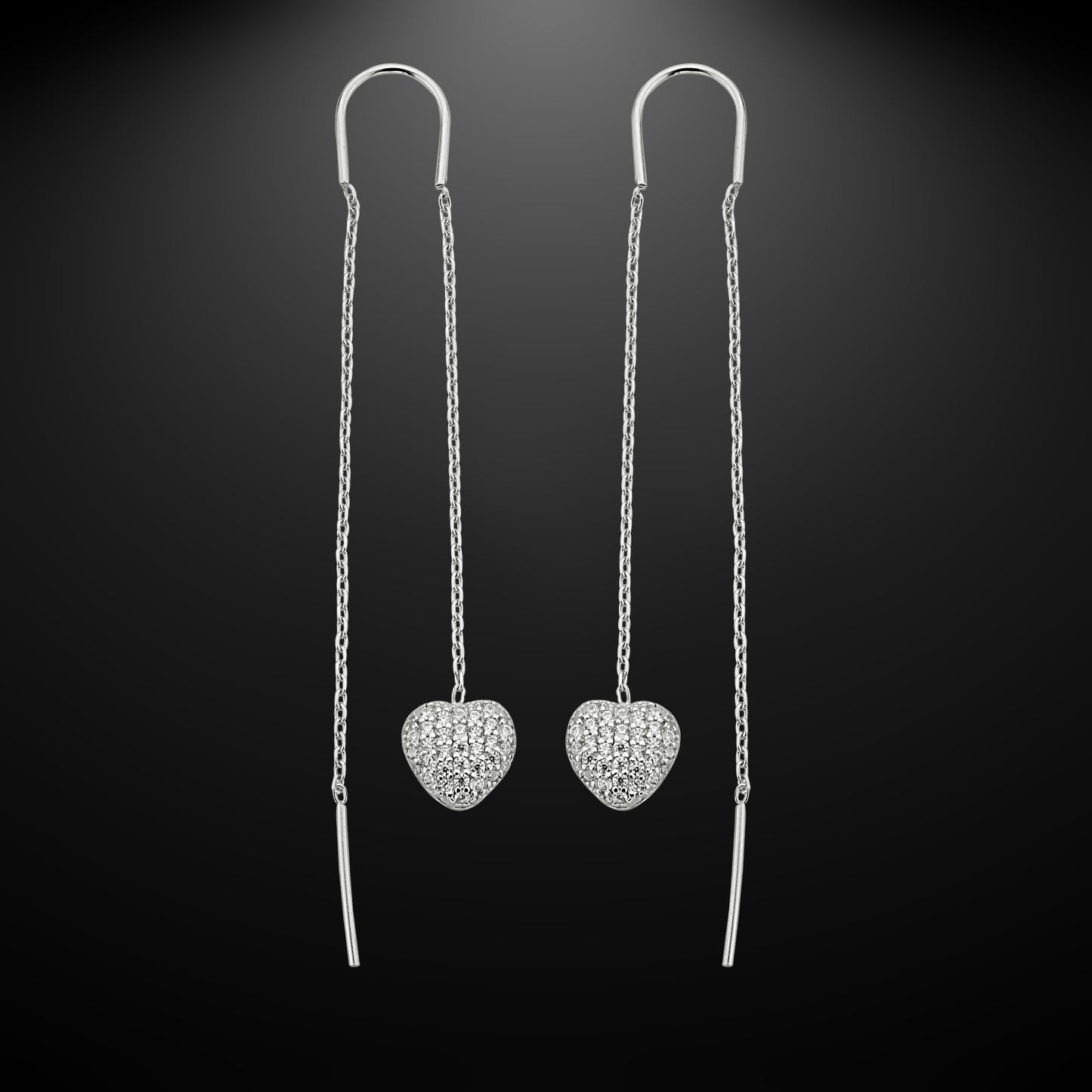 Bequasa Glitter Hearts Ohrringe, Silber 925, Rhodiniert