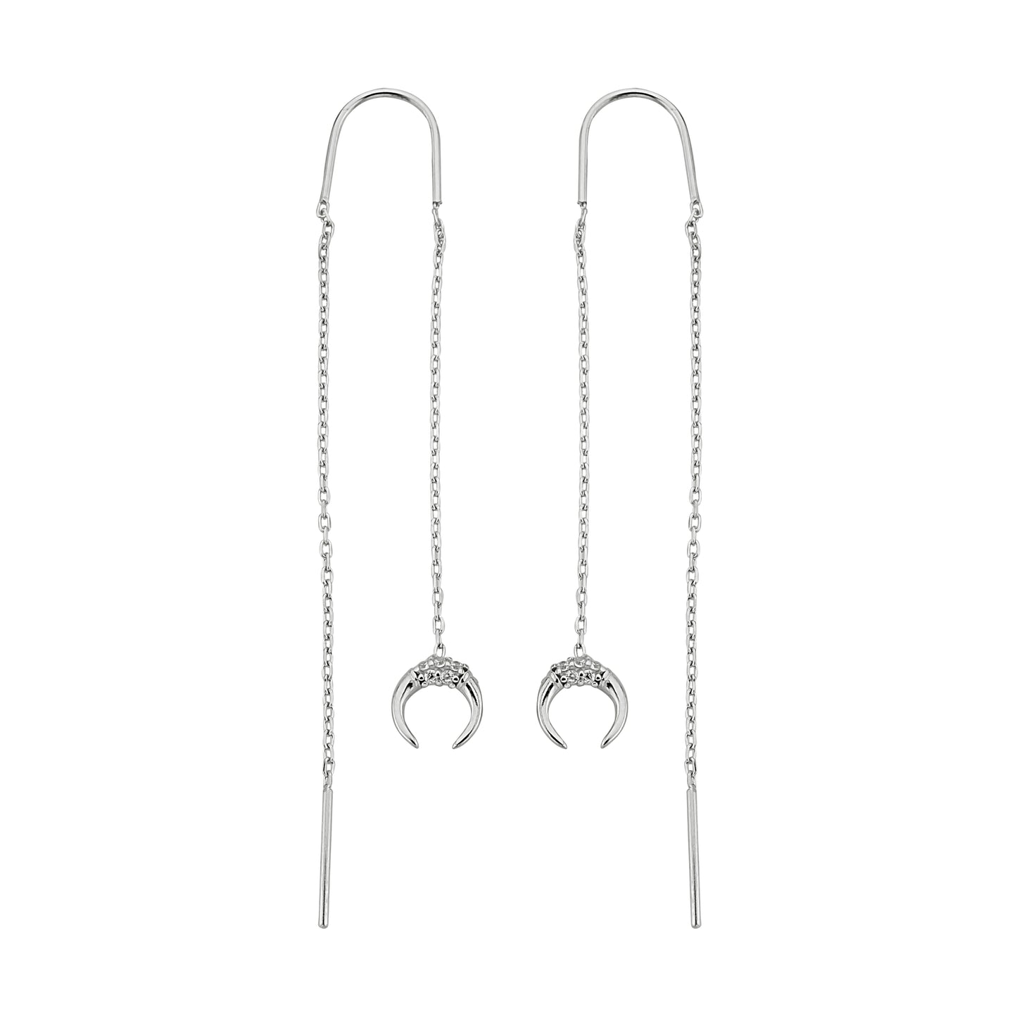 Bequasa Halfmoon Ohrringe, Silber 925, Rhodiniert