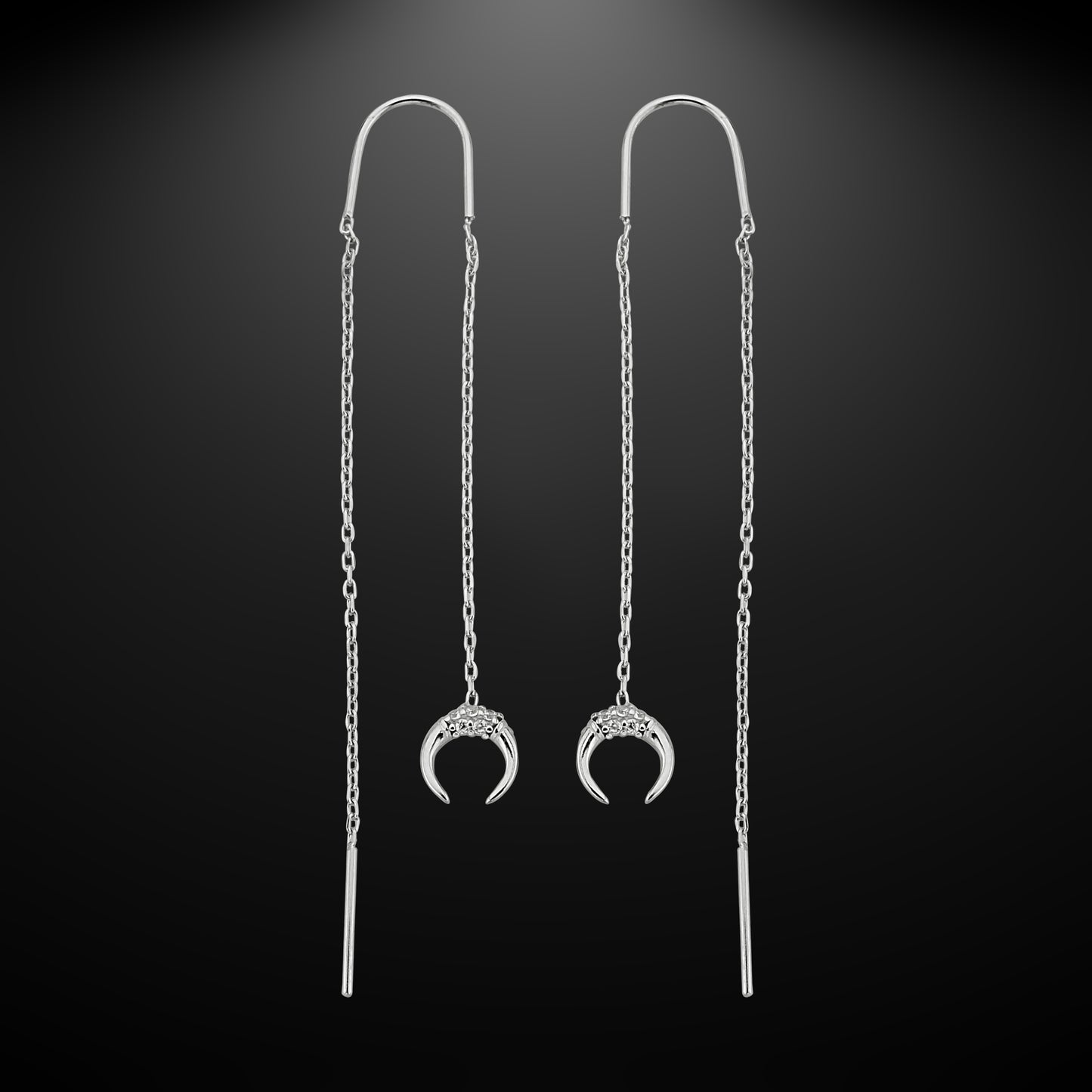 Bequasa Halfmoon Ohrringe, Silber 925, Rhodiniert