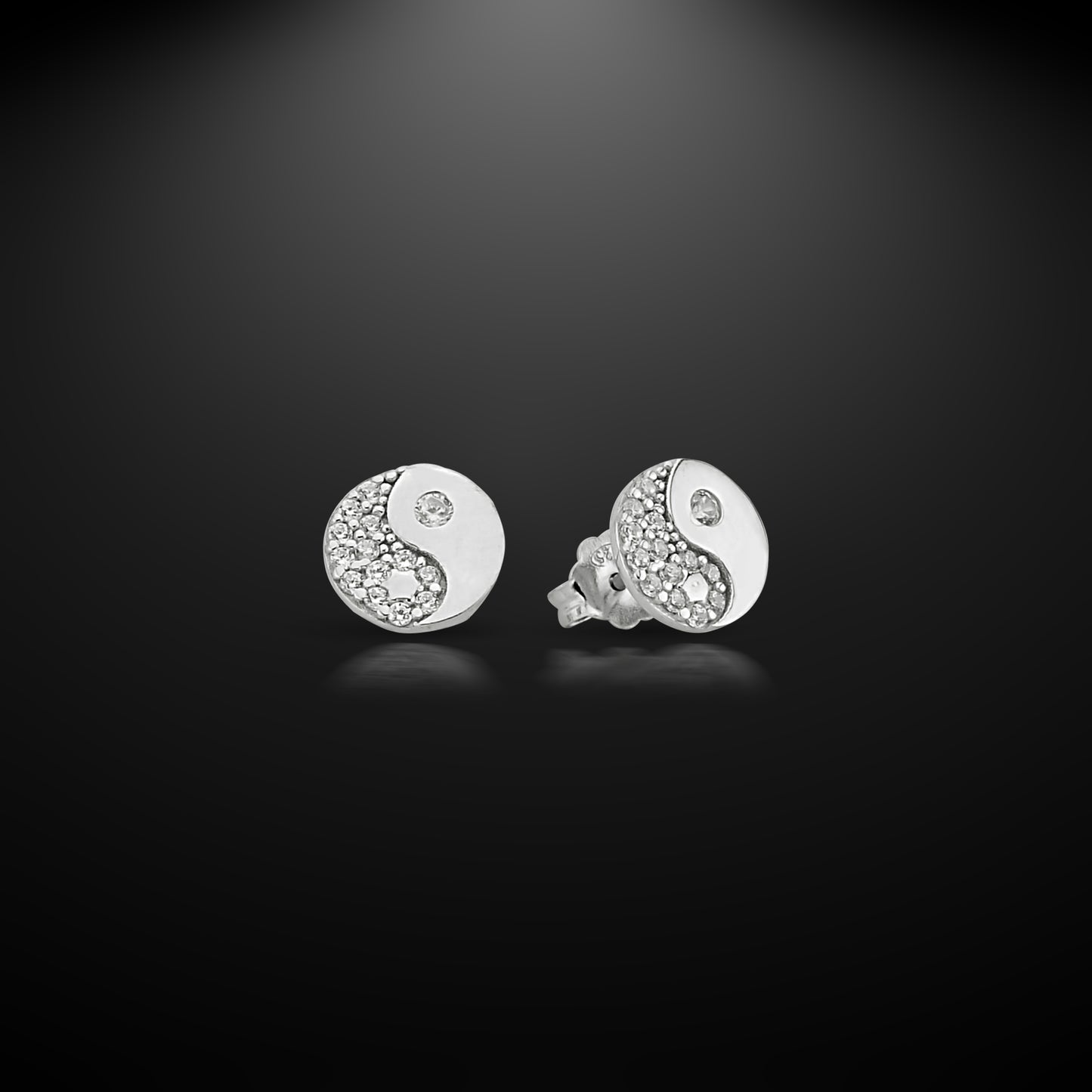 Bequasa Crystallic Ying-Yang Ohrringe, Silber 925, Rhodiniert