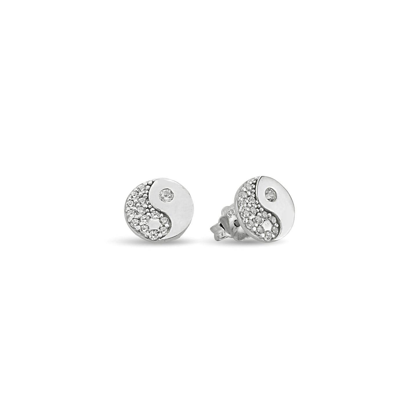 Bequasa Crystallic Ying-Yang Ohrringe, Silber 925, Rhodiniert