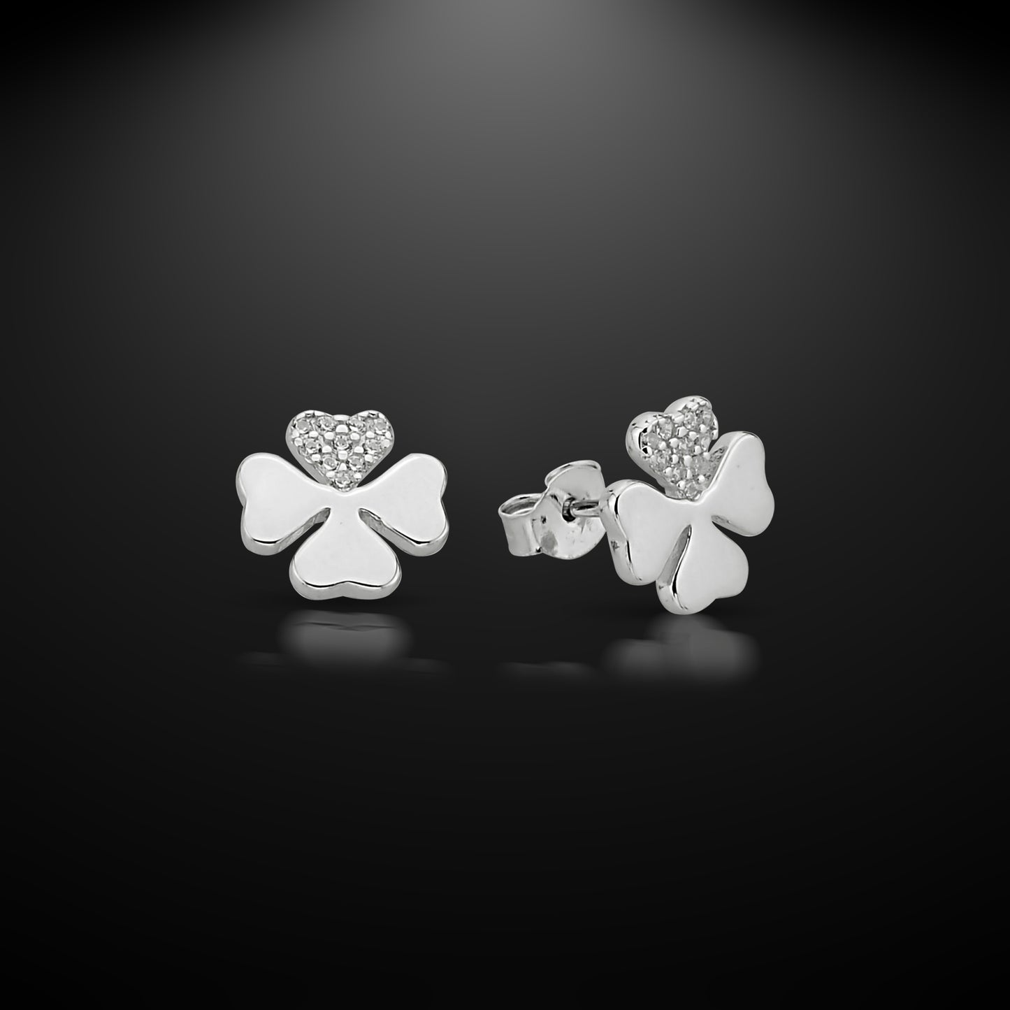 Bequasa Drippy Clover Ohrringe, Silber 925, Rhodiniert