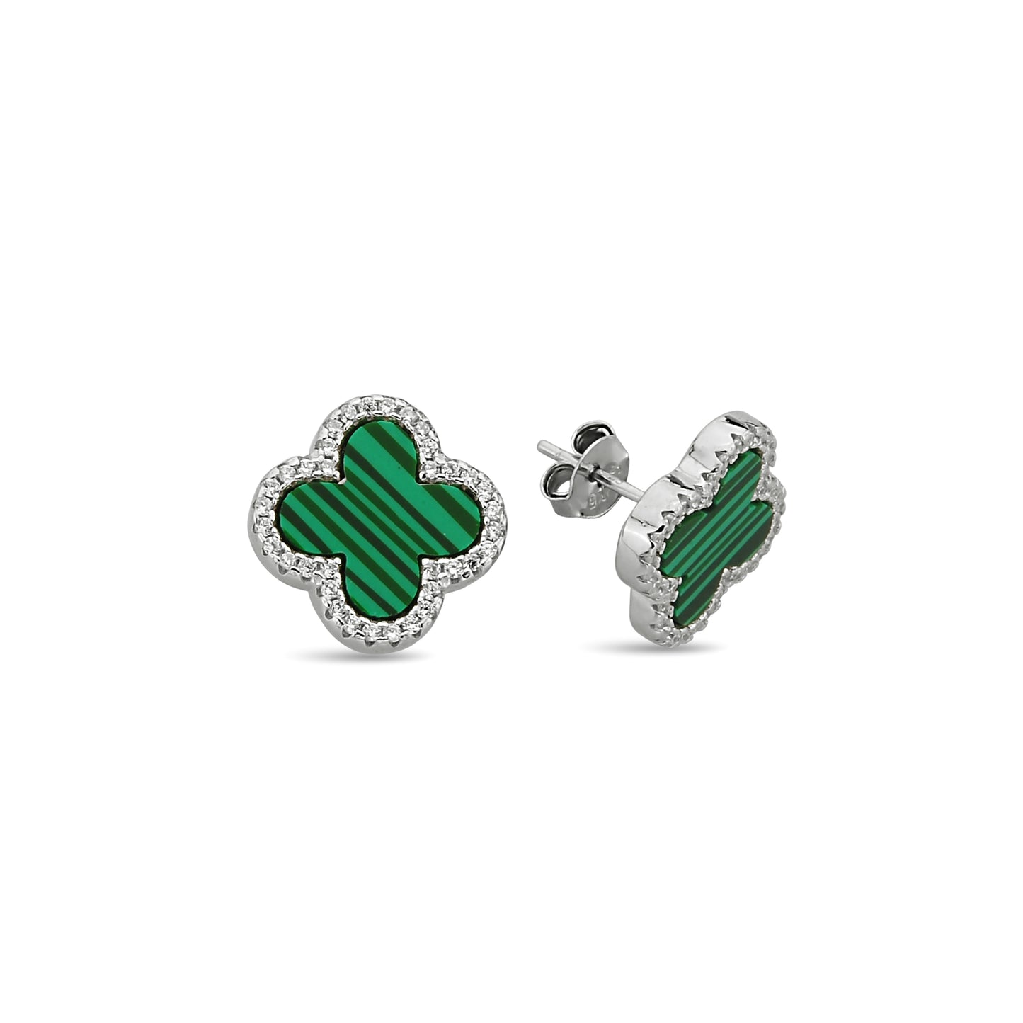 Bequasa Green Charm Ohrringe, Silber 925, Rhodiniert