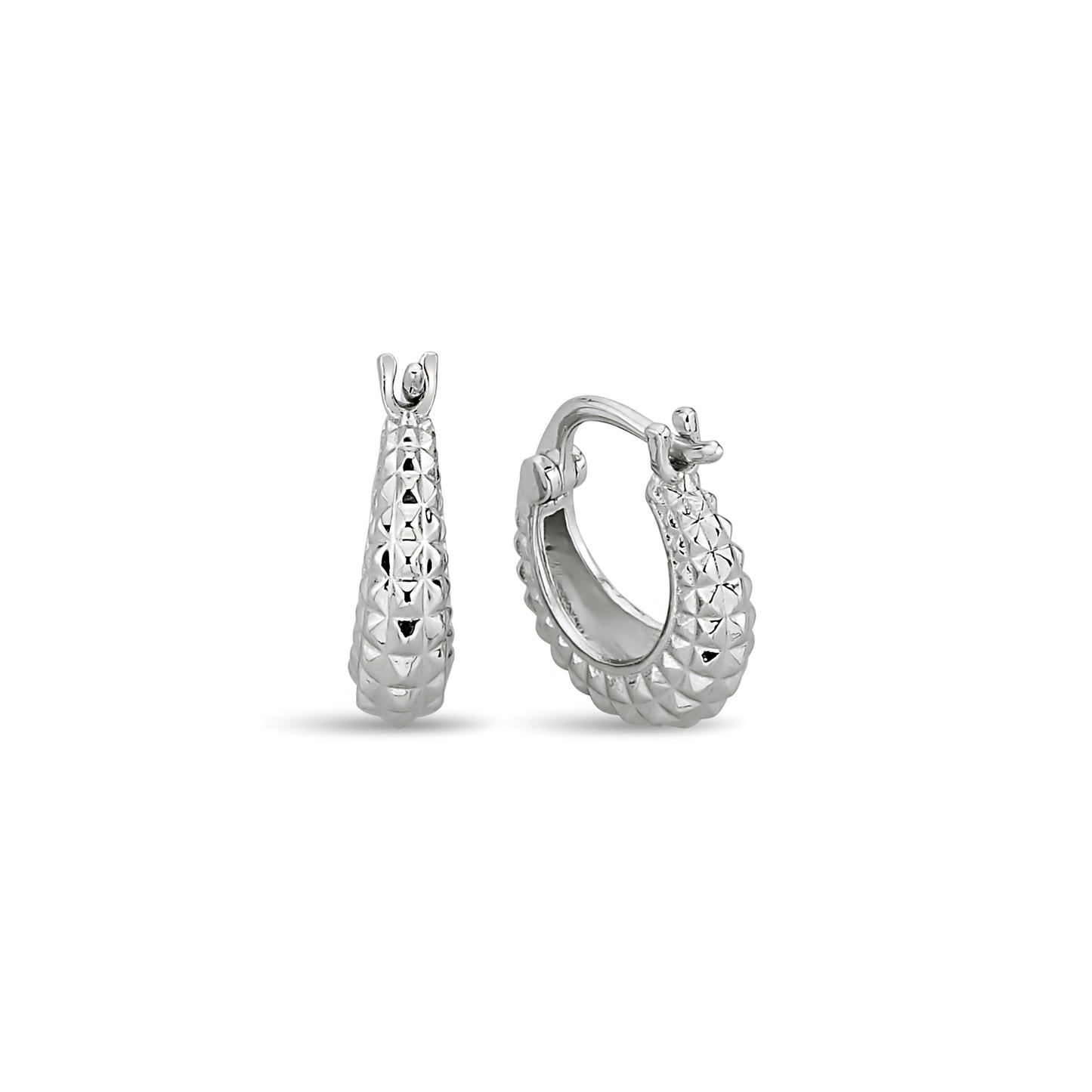 Bequasa Glitter Canoe Ohrringe, Silber 925, Rhodiniert