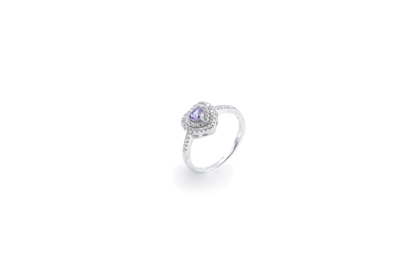 Bequasa Attract Heart Ring, Violett, Rhodiniert