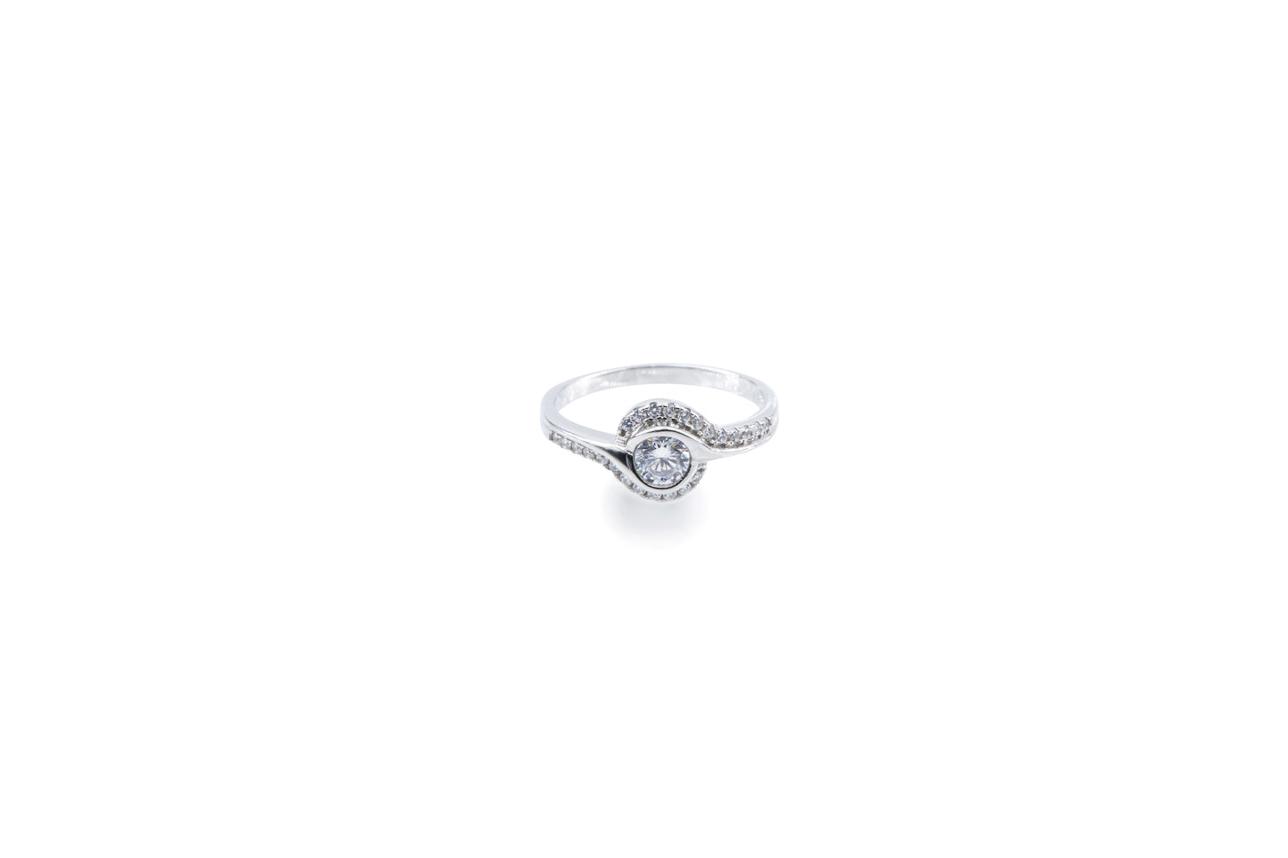 Bequasa Attract Eye Ring, Weiss, Rhodiniert