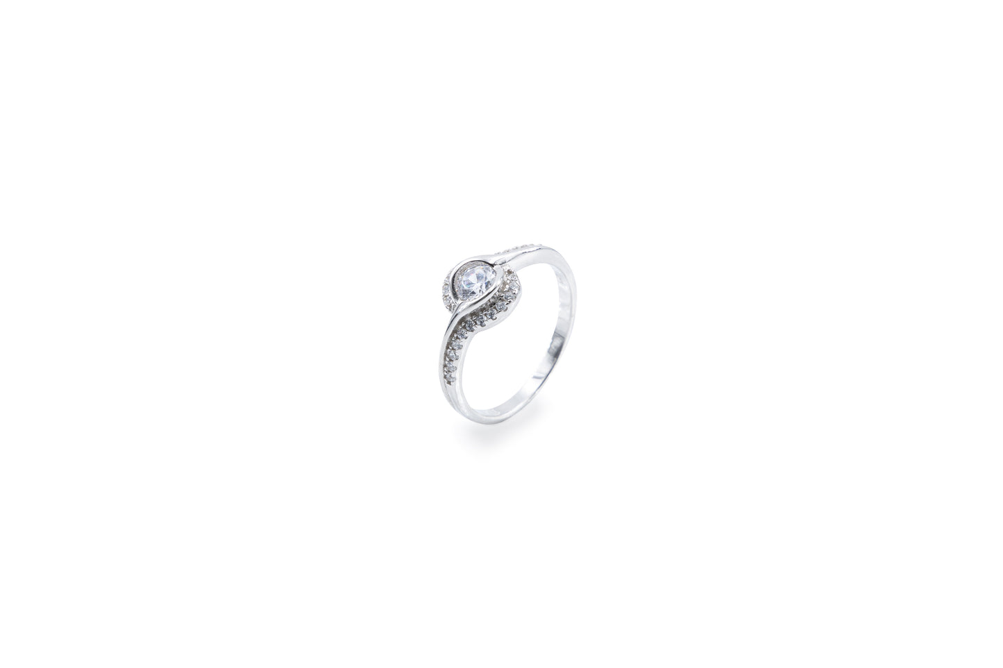 Bequasa Attract Eye Ring, Weiss, Rhodiniert