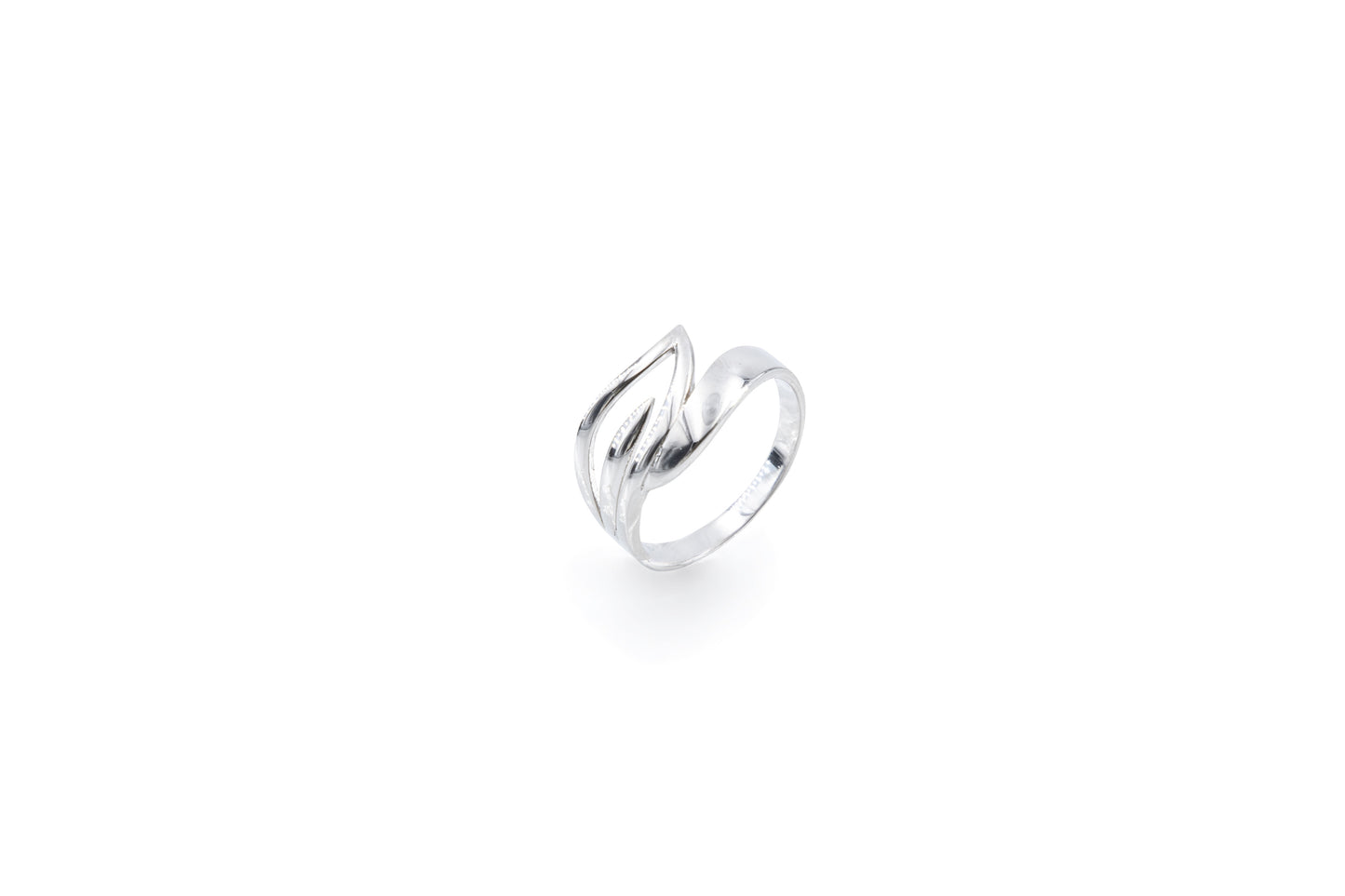 Bequasa Symbolic Leaf Ring, Silber 925, Rhodiniert