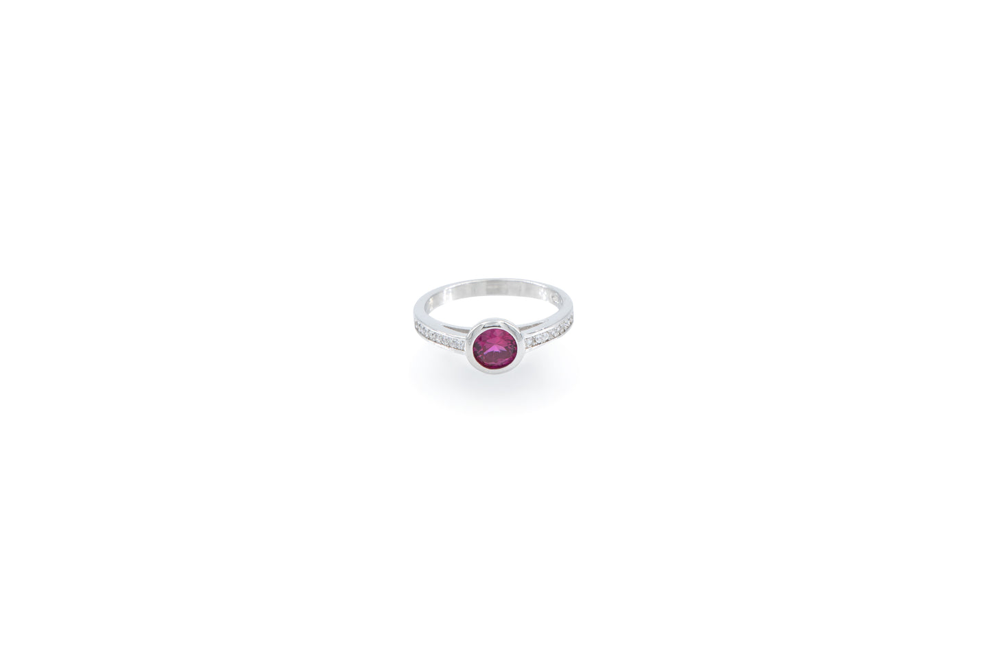 Bequasa Sparkling Round Ring, Rosa, Silber 925, Rhodiniert