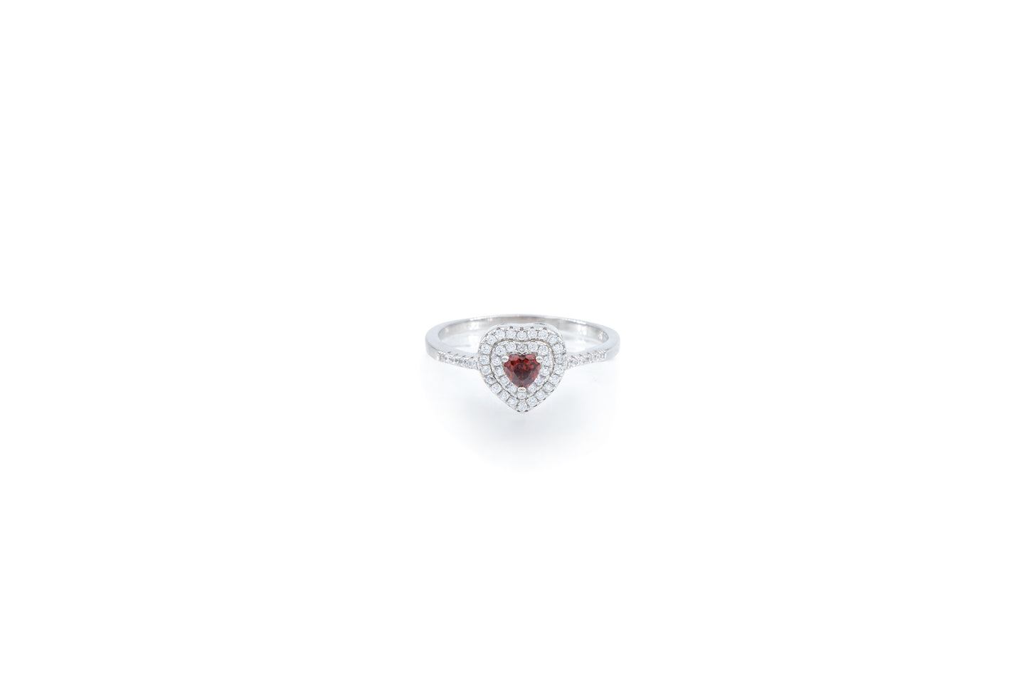 Bequasa Attract Heart Ring, Rot, Rhodiniert