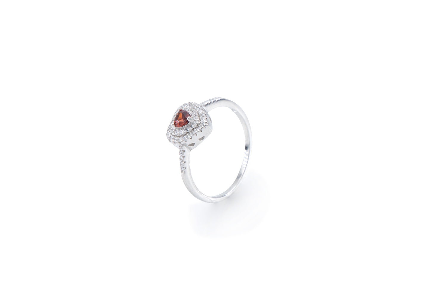 Bequasa Attract Heart Ring, Rot, Rhodiniert