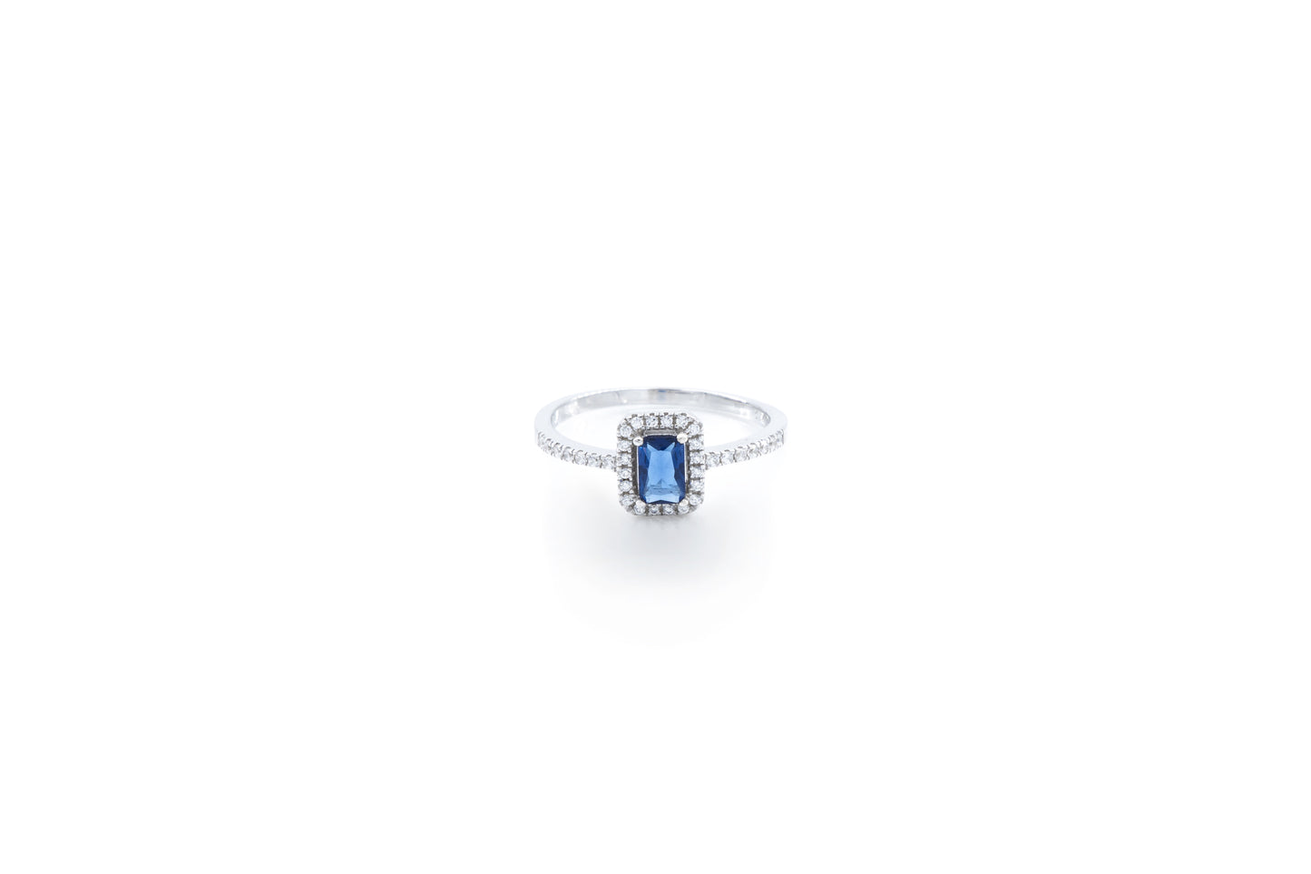 Bequasa Angelic Rectangular Ring, Blau, Rhodiniert