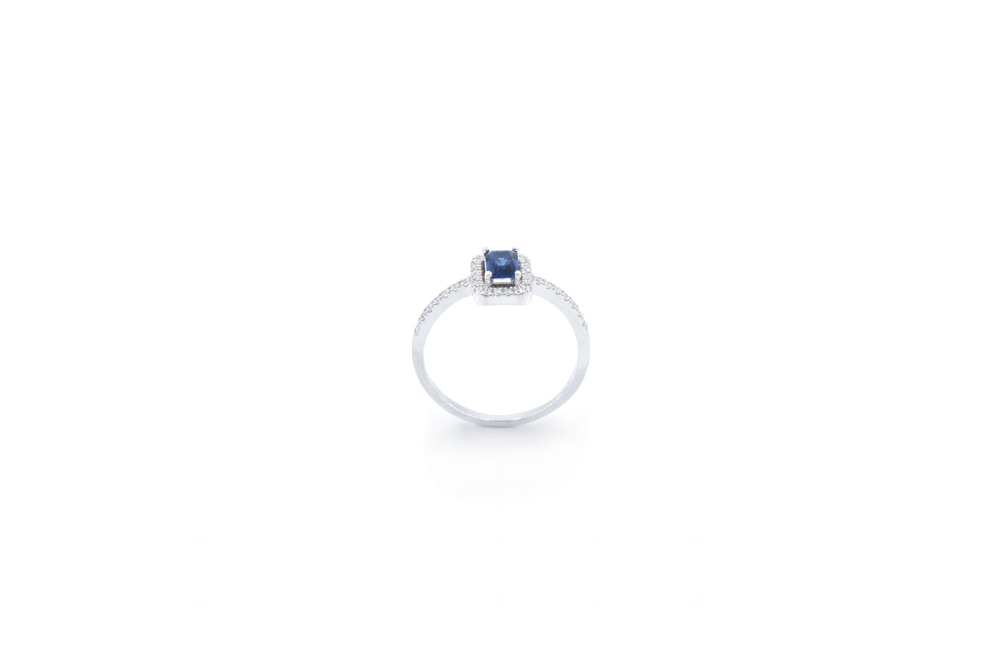 Bequasa Angelic Rectangular Ring, Blau, Rhodiniert