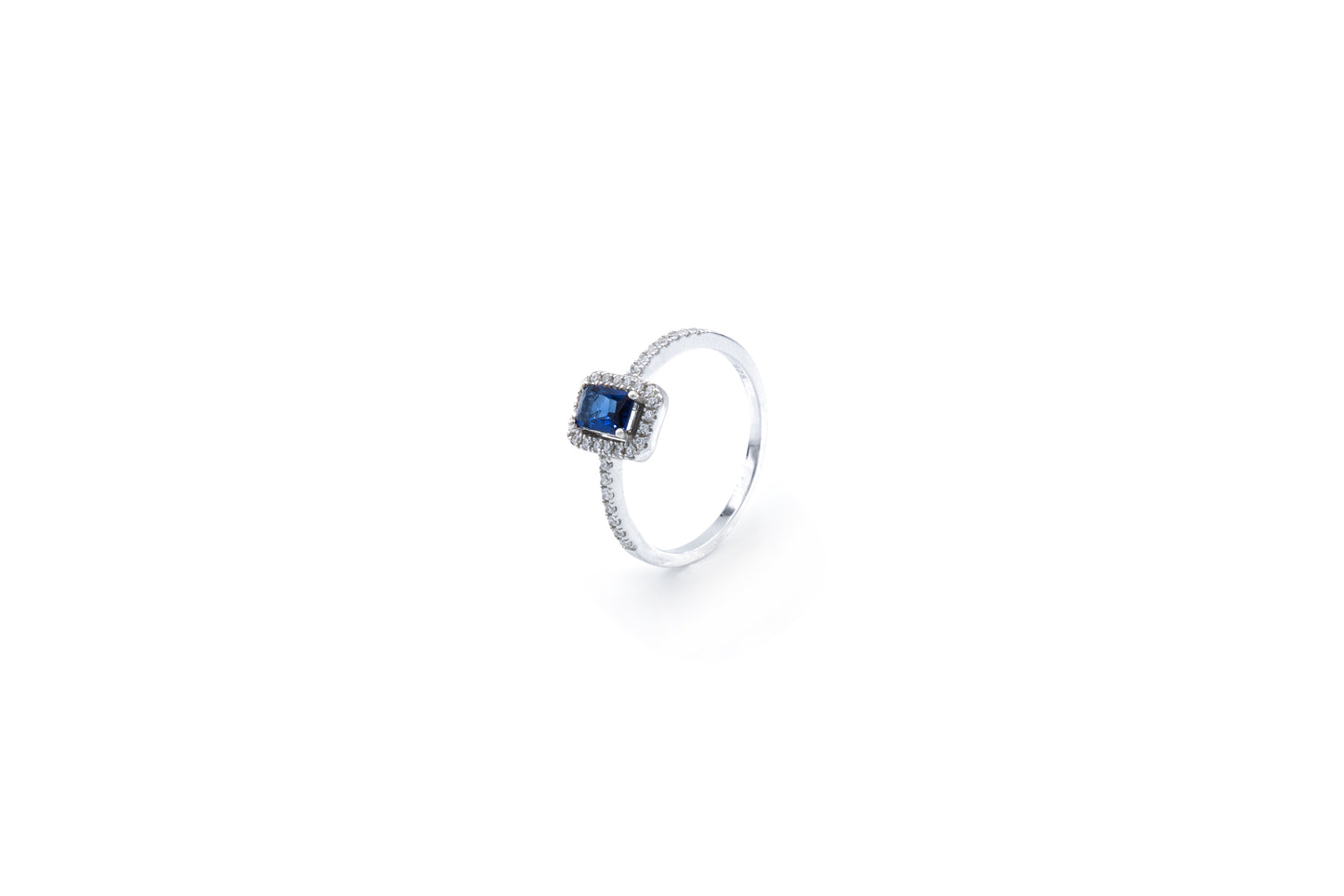 Bequasa Angelic Rectangular Ring, Blau, Rhodiniert
