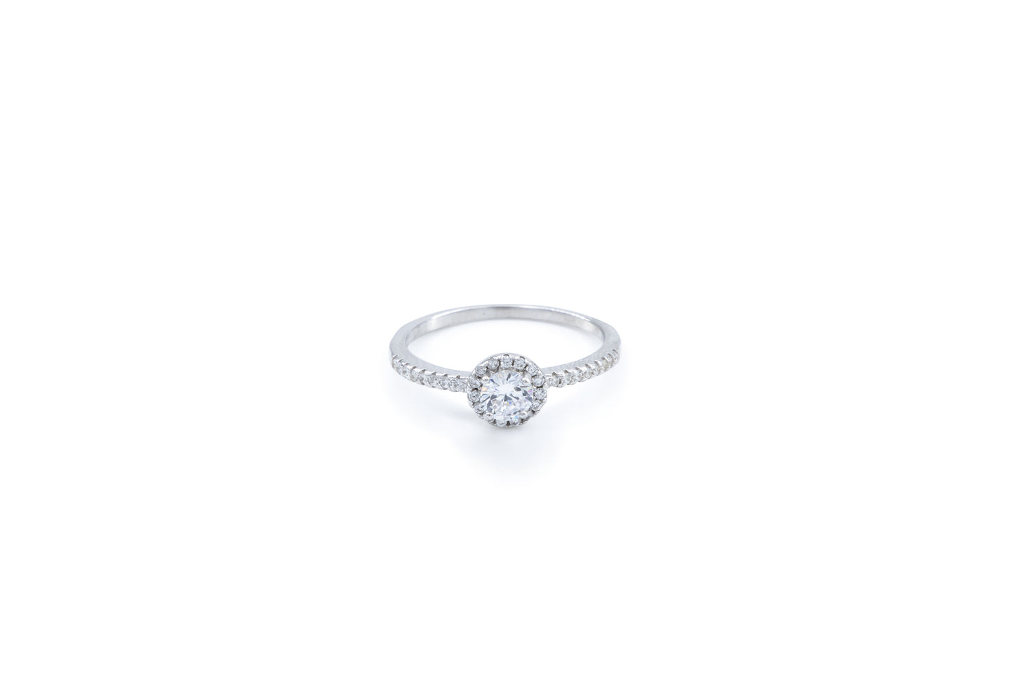 Bequasa Attract Round Ring, Weiss, Rhodiniert