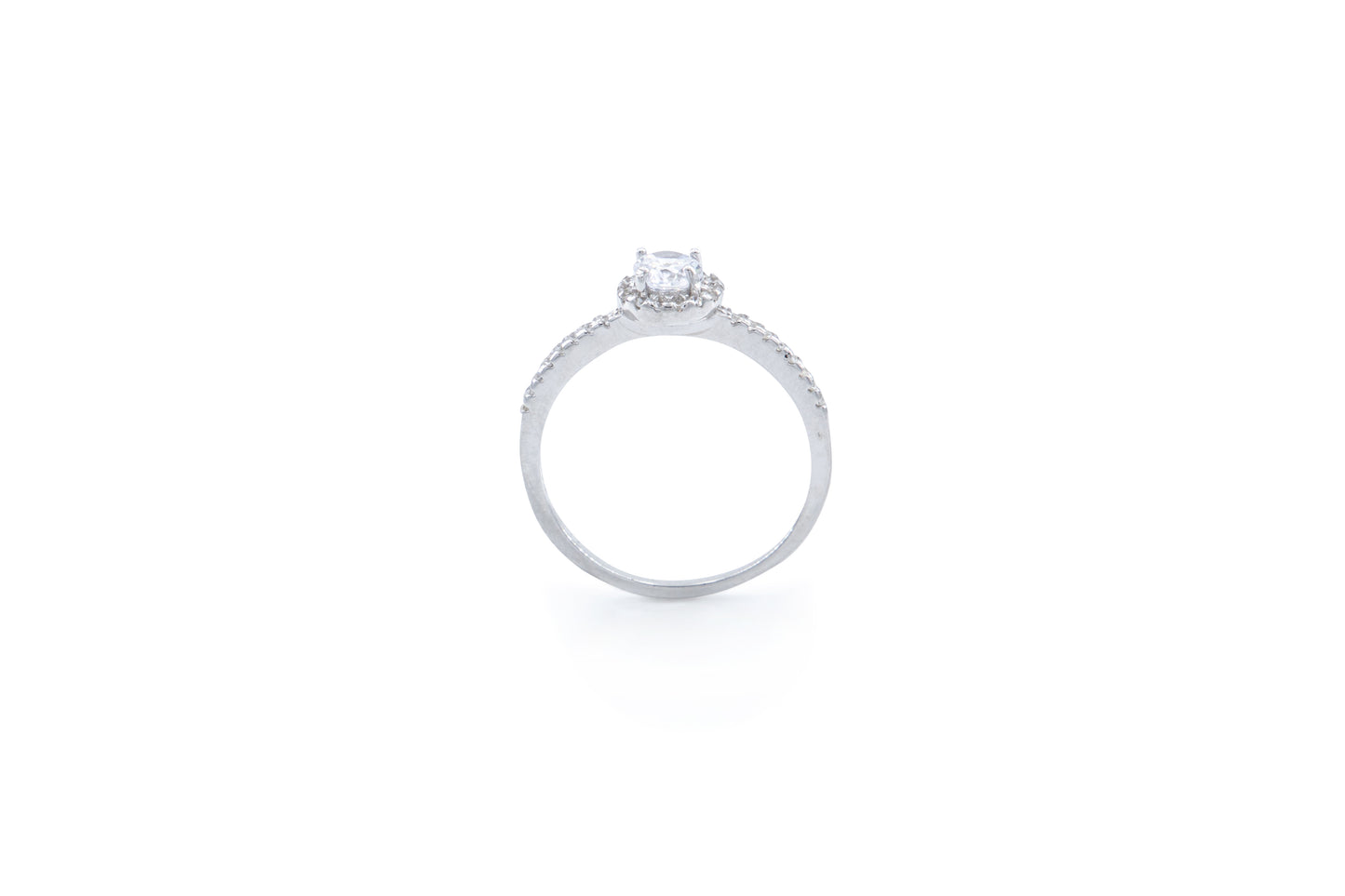 Bequasa Attract Round Ring, Weiss, Rhodiniert