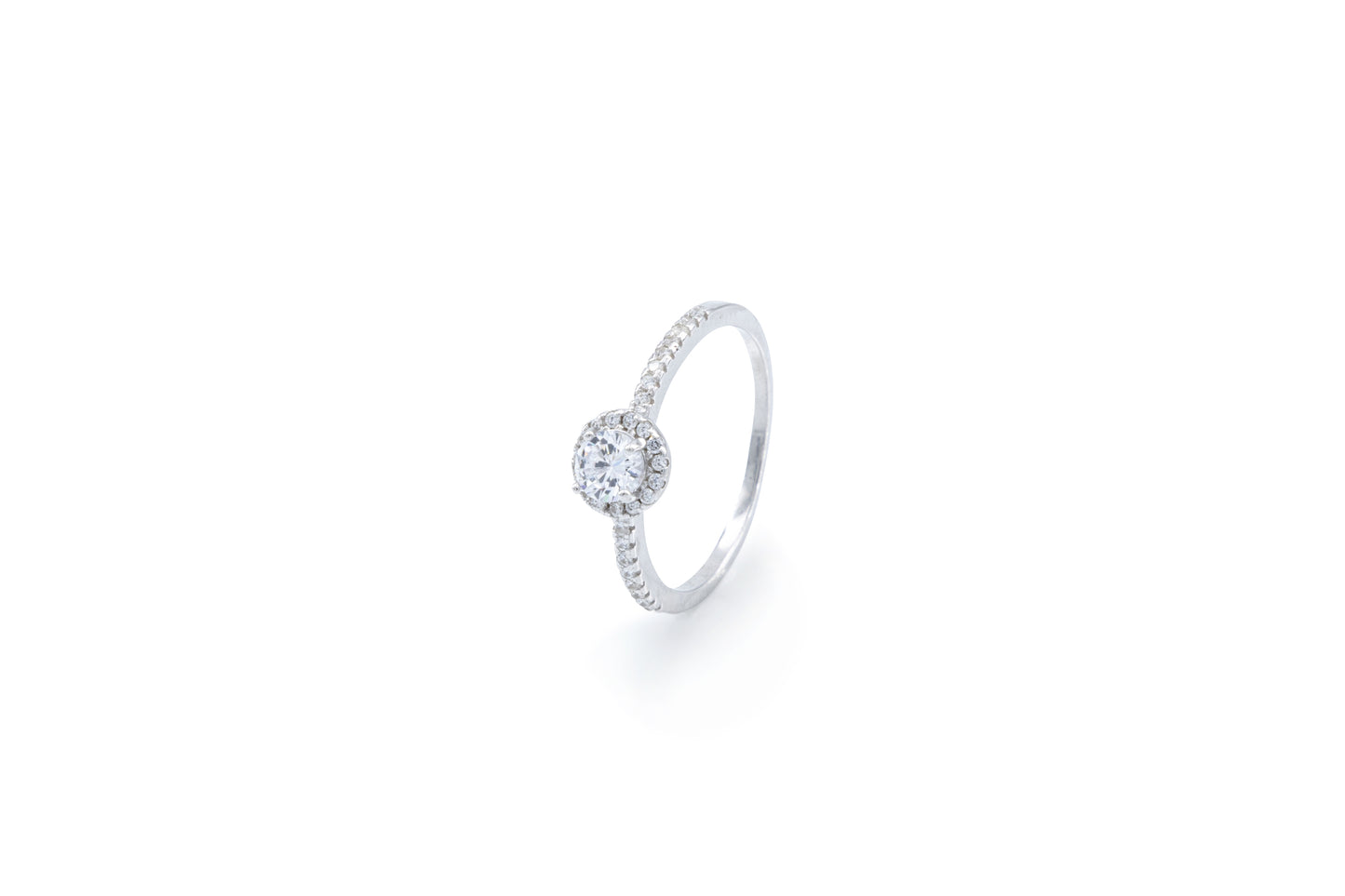 Bequasa Attract Round Ring, Weiss, Rhodiniert