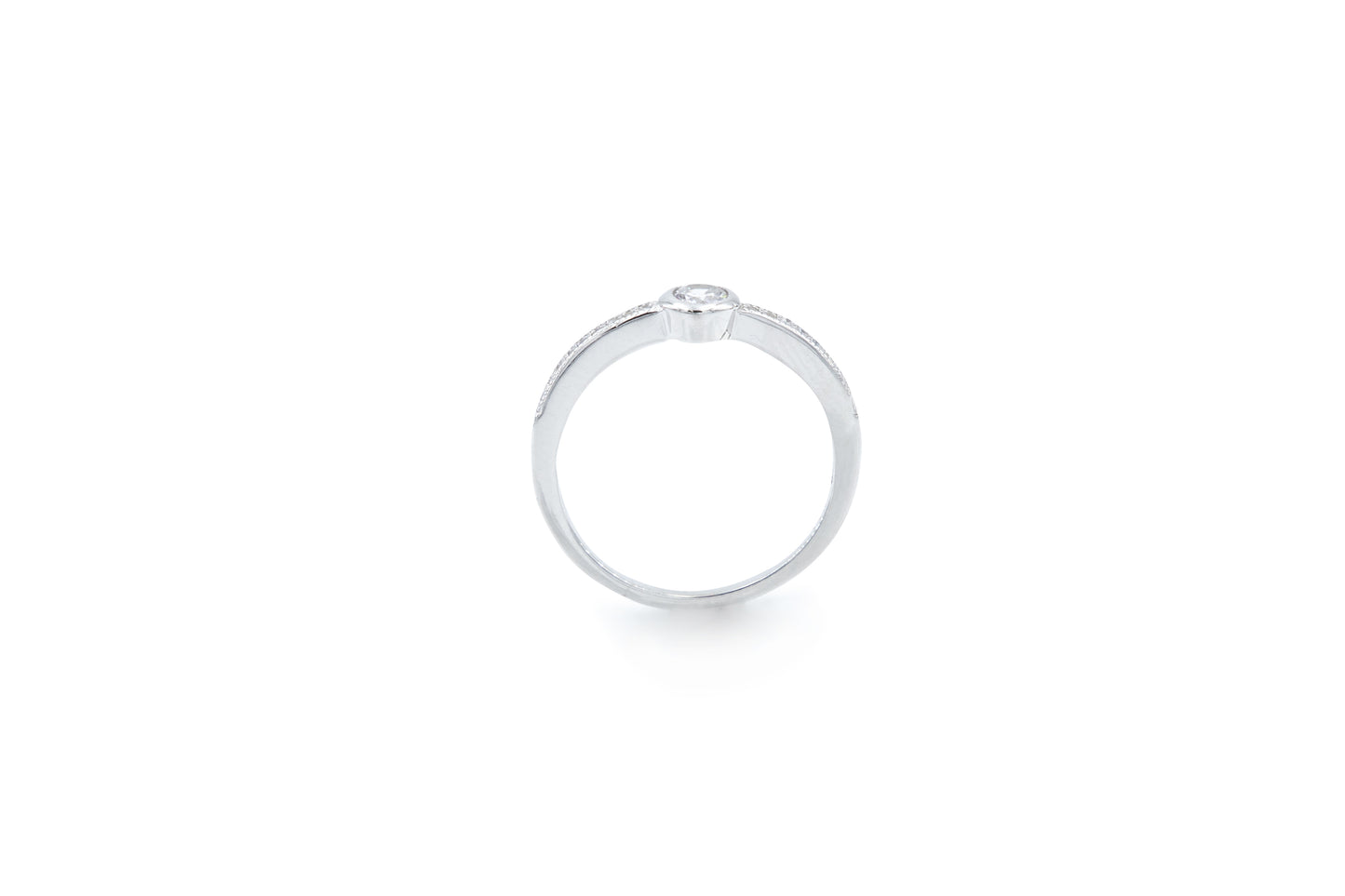 Bequasa Sparkling Round Ring, Weiss, Silber 925, Rhodiniert
