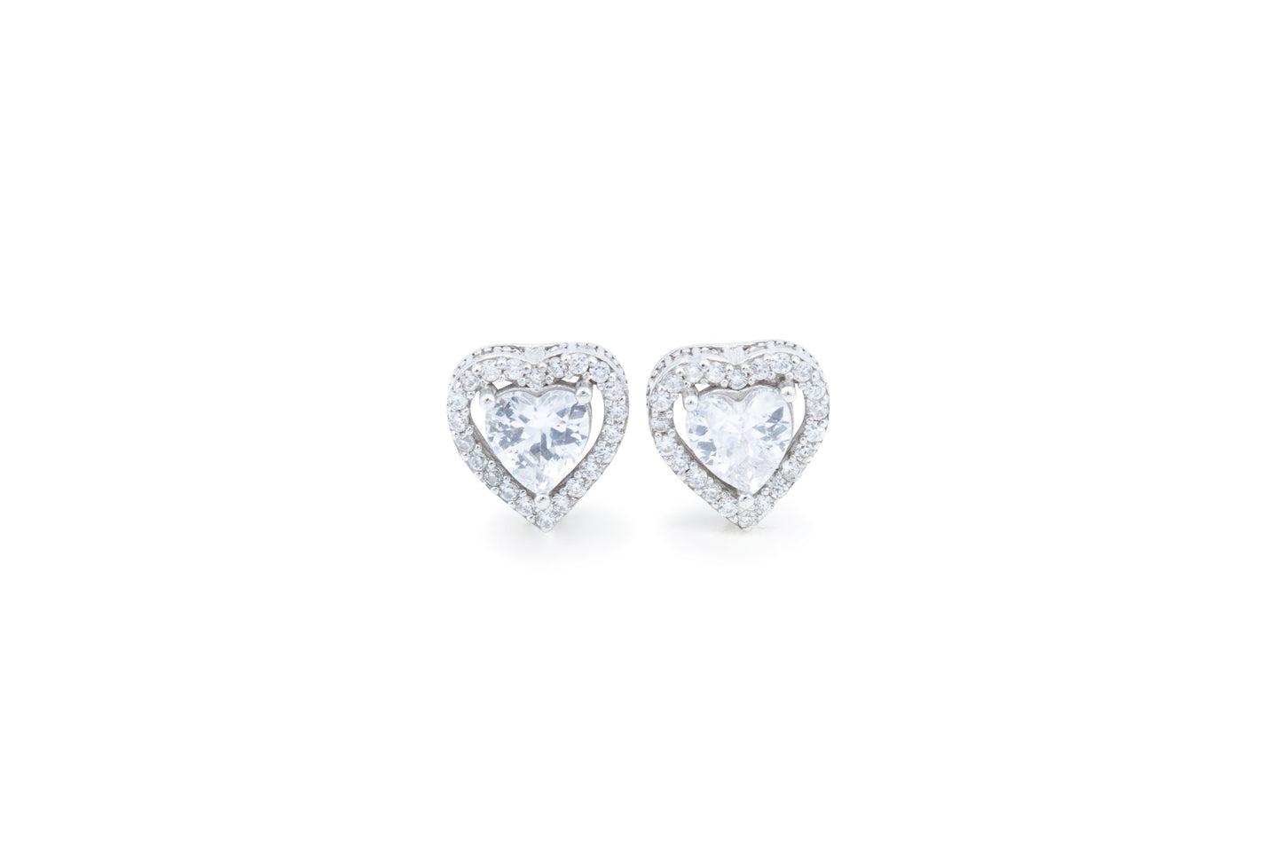 Bequasa Cristallic Heart Ohrringe, Silber 925, Rhodiniert