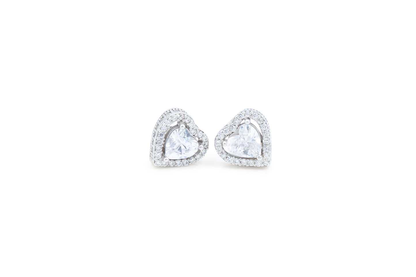 Bequasa Cristallic Heart Ohrringe, Silber 925, Rhodiniert