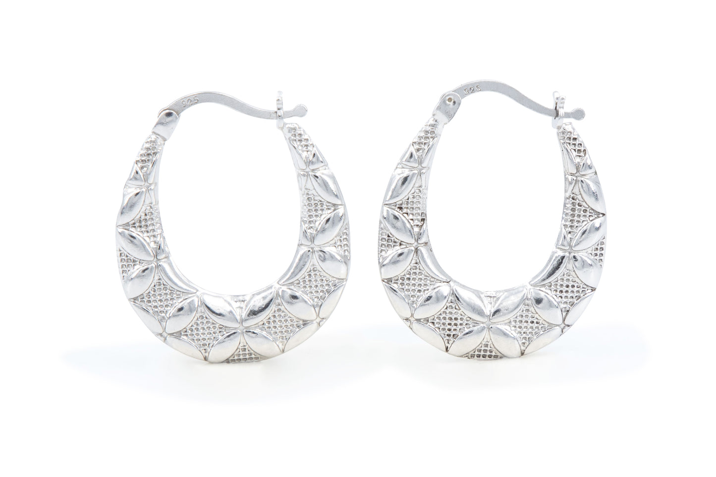 Bequasa Natural Circle Ohrringe, Silber 925, Rhodiniert