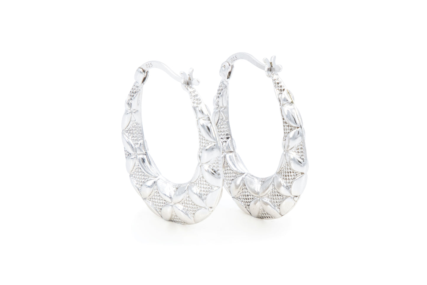 Bequasa Natural Circle Ohrringe, Silber 925, Rhodiniert