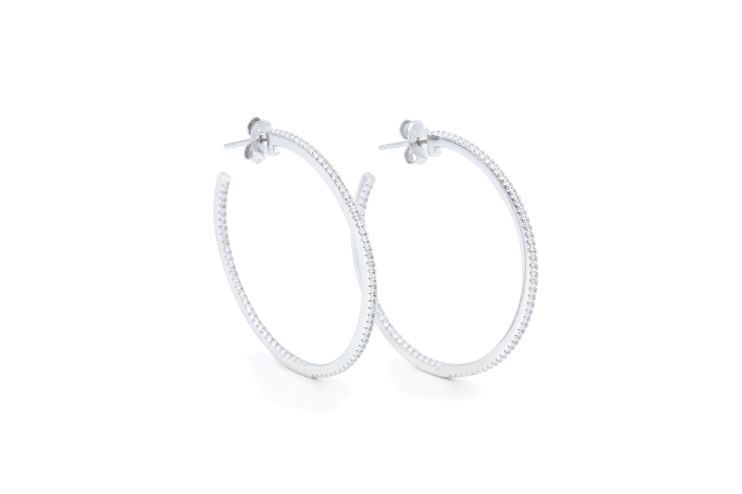 Bequasa Stone Thin Creolen, Silber 925, Rhodiniert
