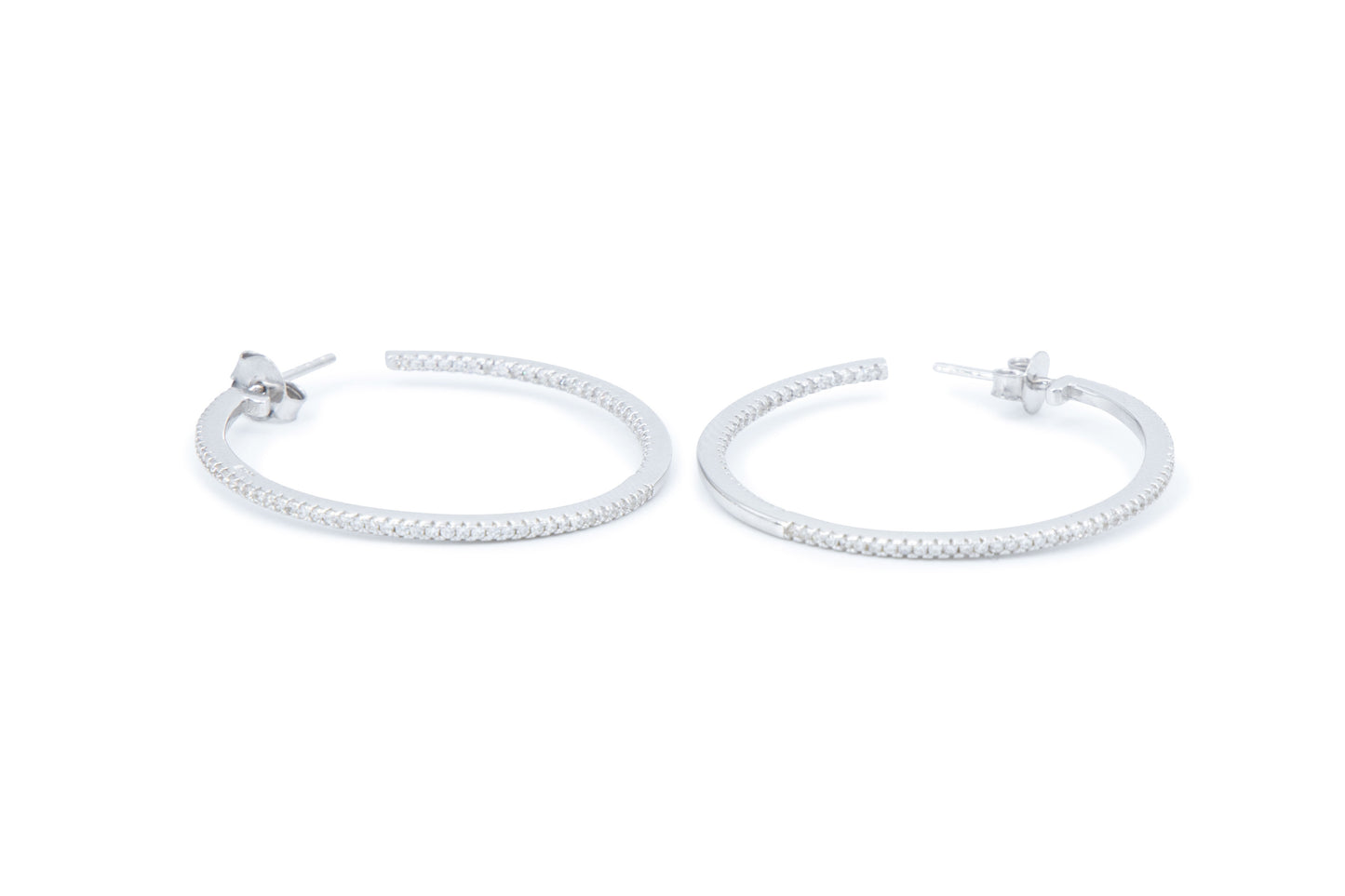 Bequasa Stone Thin Creolen, Silber 925, Rhodiniert