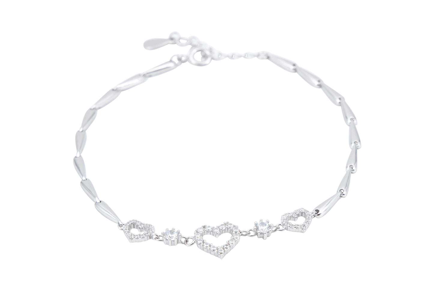 Bequasa Open Heart Armband, Silber 925, Rhodiniert