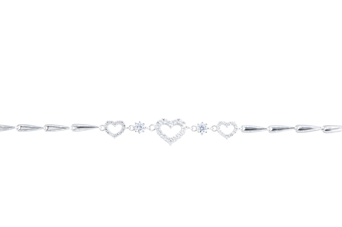 Bequasa Open Heart Armband, Silber 925, Rhodiniert