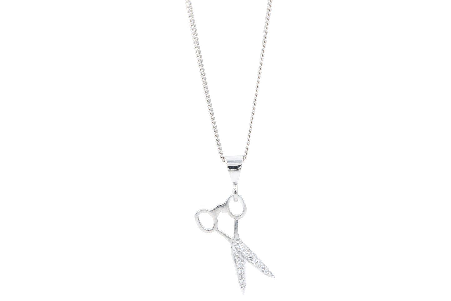 Bequasa Symbolic Scissors Halskette, Silber 925, Rhodiniert