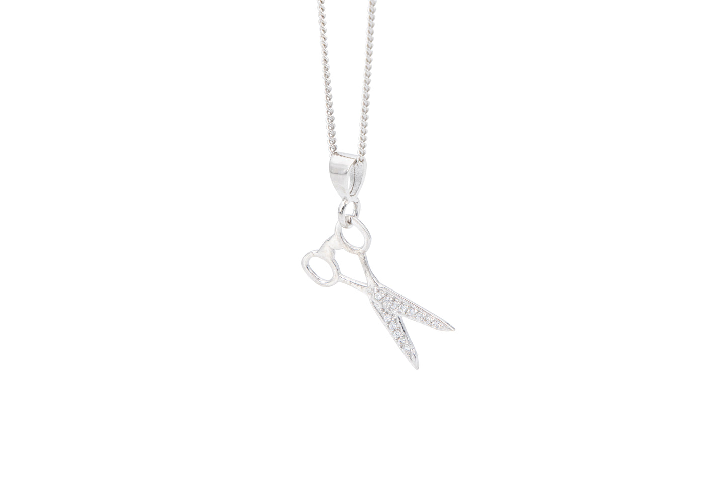Bequasa Symbolic Scissors Halskette, Silber 925, Rhodiniert