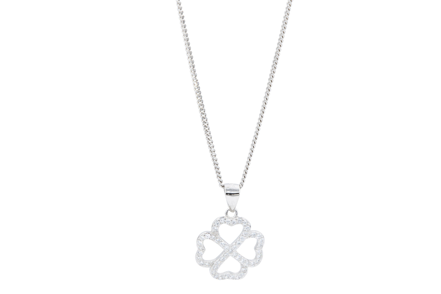 Bequasa Symbolic Open Flower Halskette, Silber 925, Rhodiniert