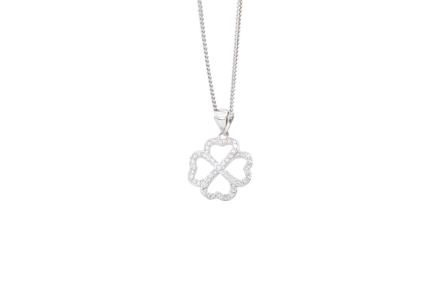 Bequasa Symbolic Open Flower Halskette, Silber 925, Rhodiniert