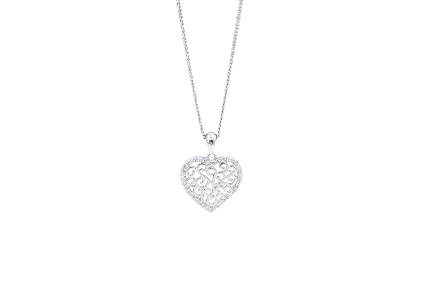 Bequasa Symbolic Heart Haslkette, Silber 925, Rhodiniert