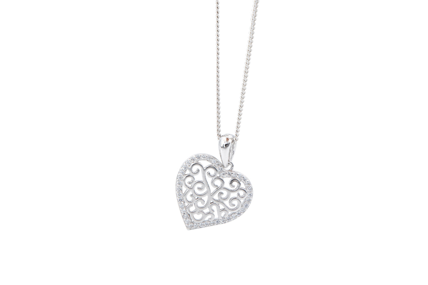 Bequasa Symbolic Heart Haslkette, Silber 925, Rhodiniert