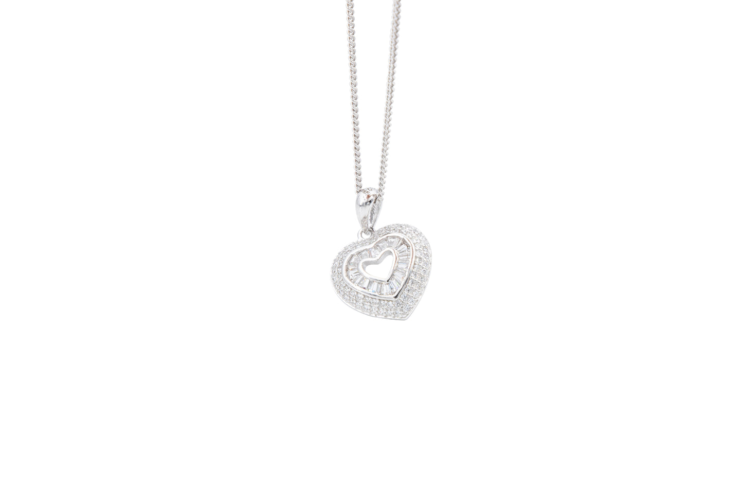 Bequasa Triple Heart Halskette, Silber 925, Rhodiniert
