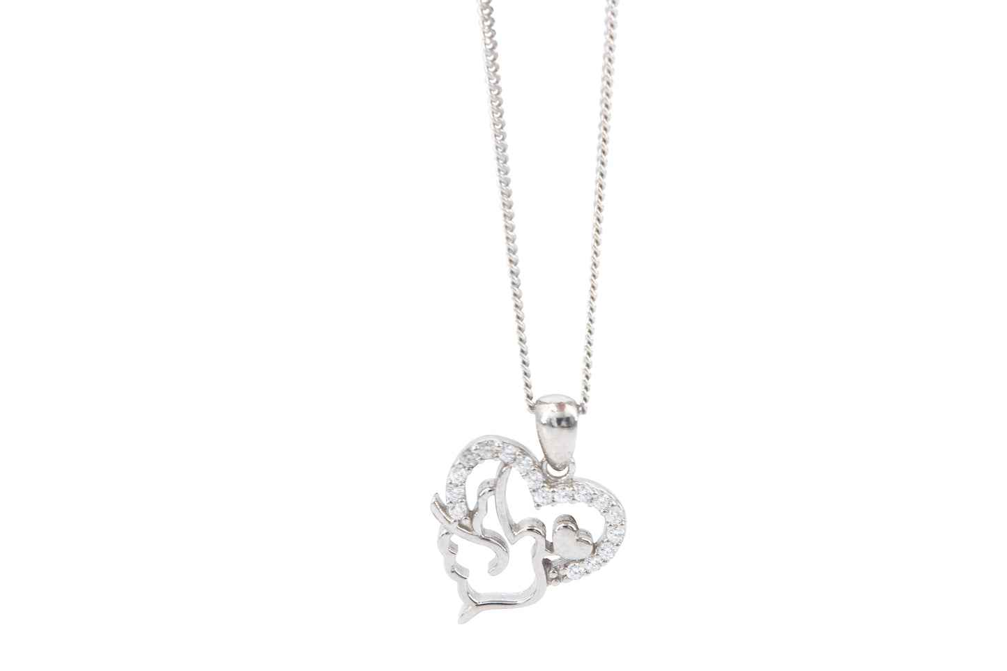 Bequasa Symbolic Bird Heart Halskette, Silber 925, Rhodiniert