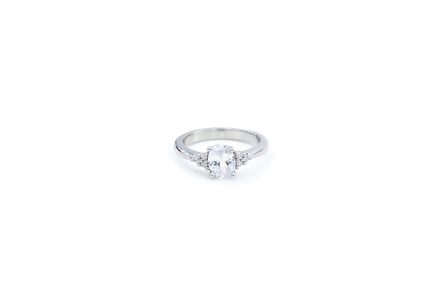Bequasa Oval Cristallic Set, Weiss, Silber 925, Rhodiniert