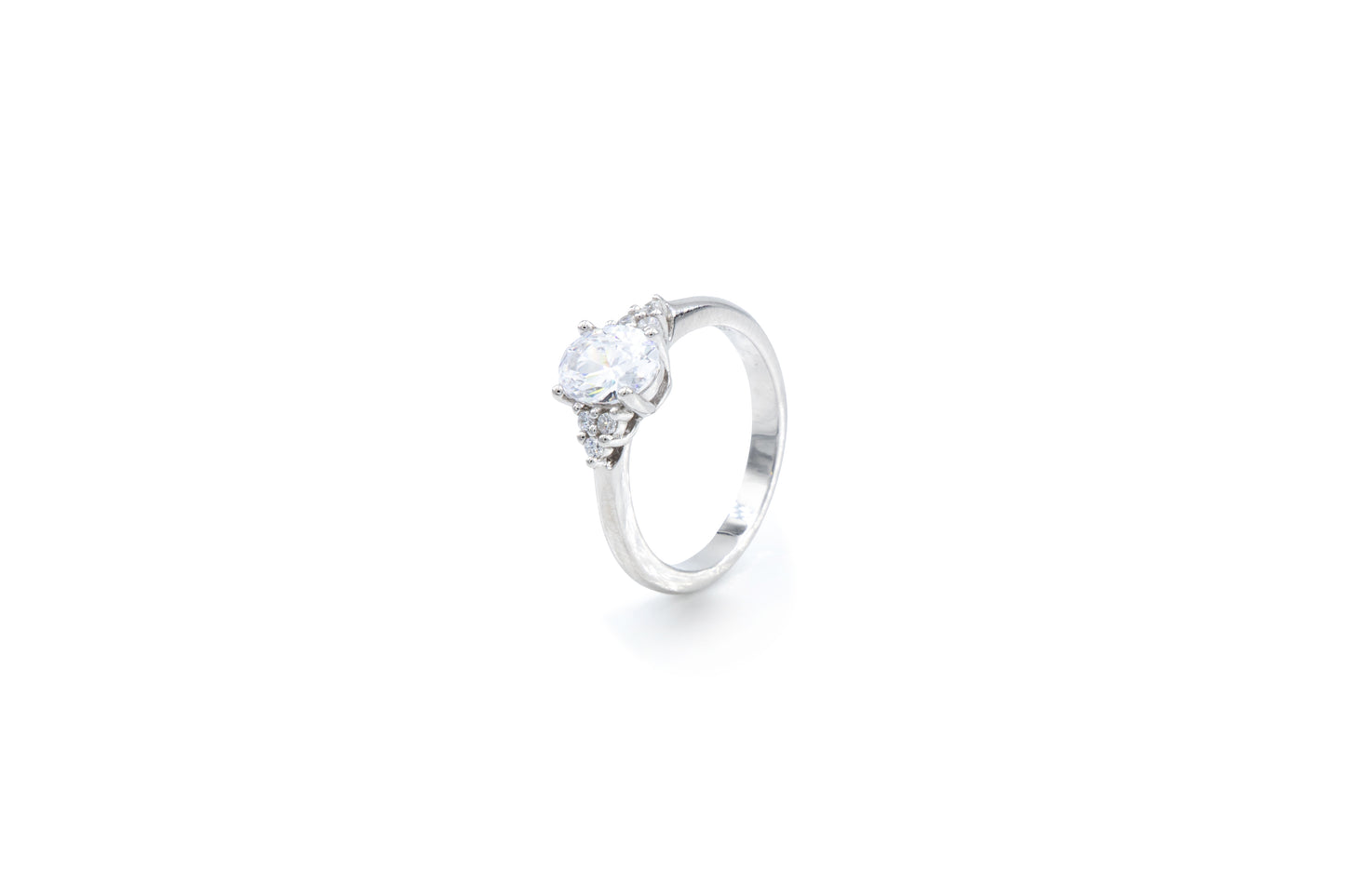 Bequasa Oval Cristallic Set, Weiss, Silber 925, Rhodiniert