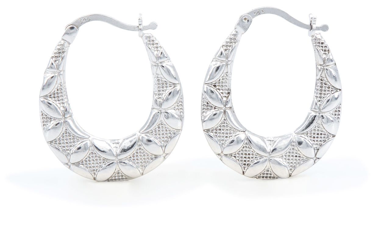 Bequasa Natural Circle Ohrringe, Silber 925, Rhodiniert