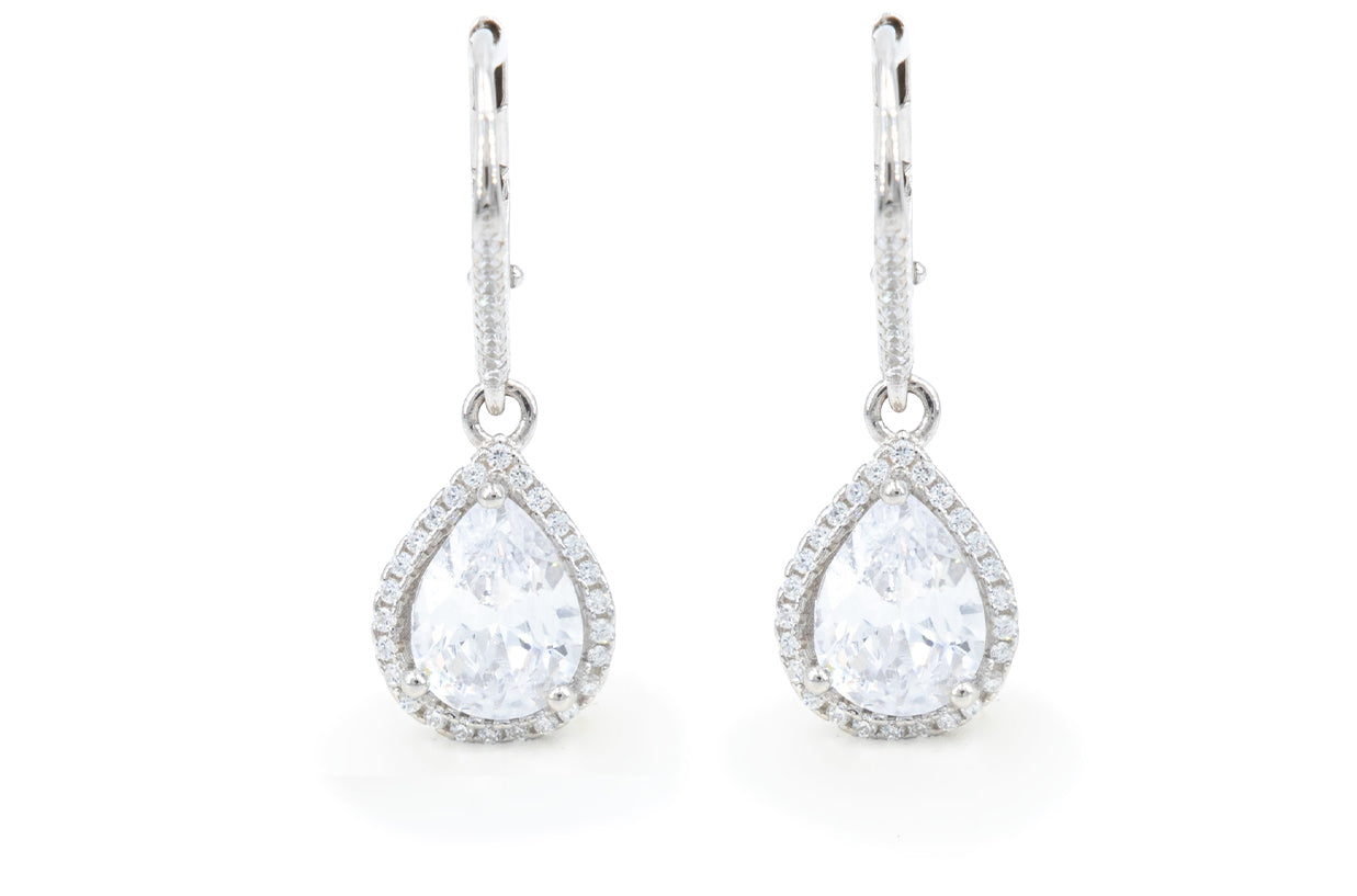 Bequasa Cristallic Drop Ohrringe, Silber 925, Rhodiniert