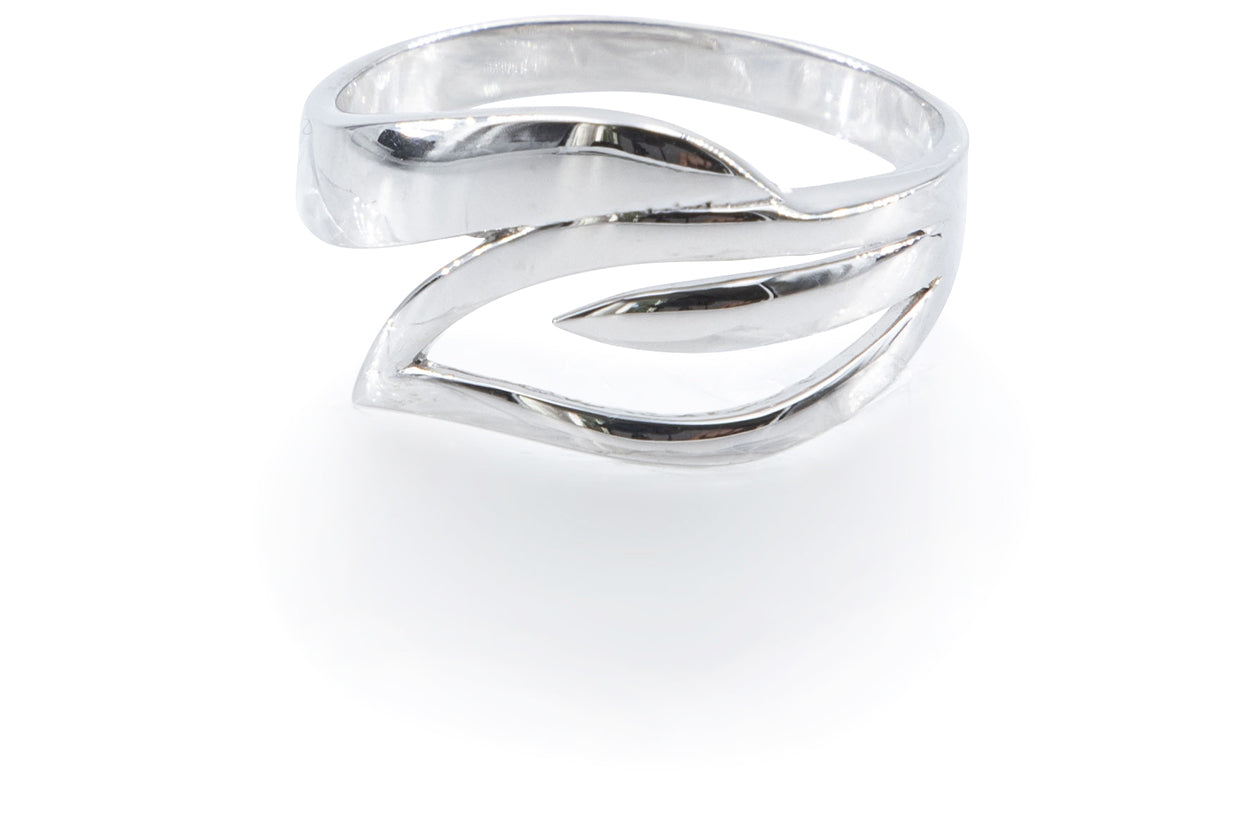 Bequasa Symbolic Leaf Ring, Silber 925, Rhodiniert