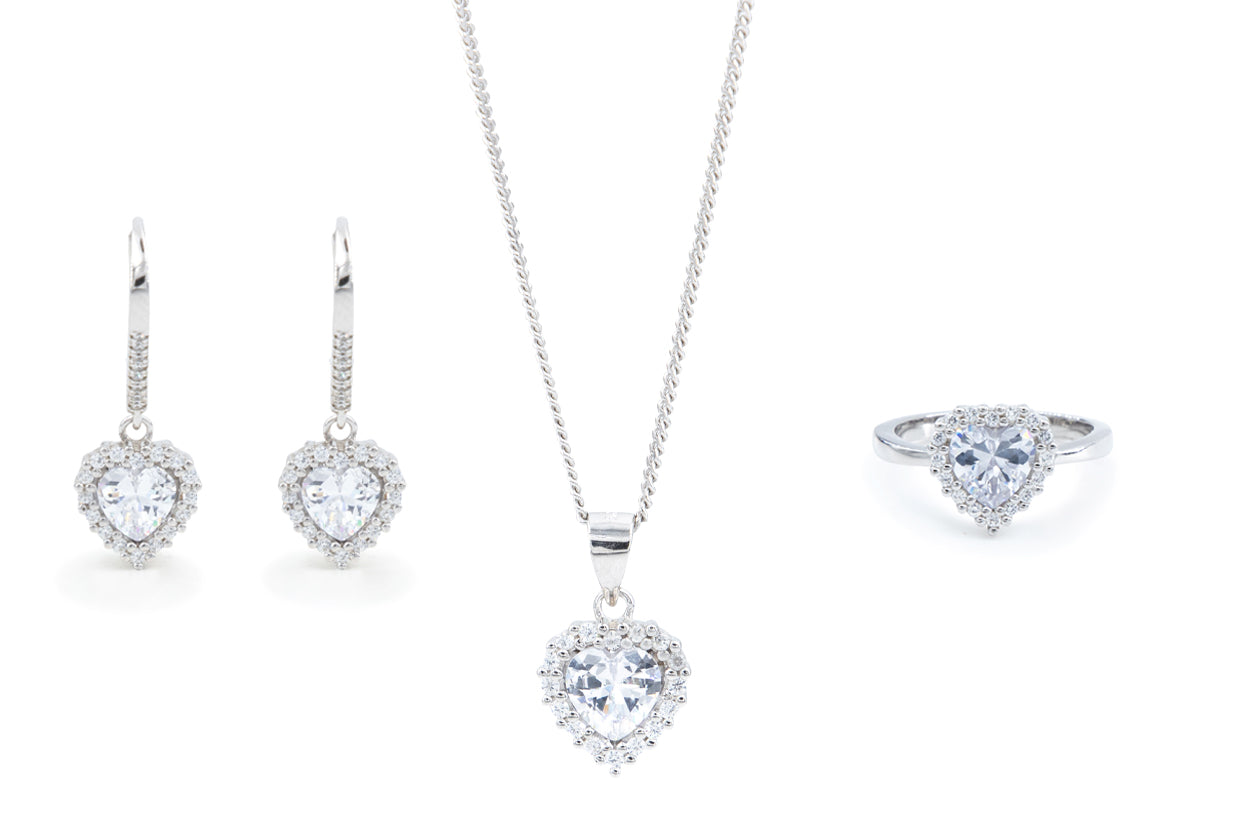 Bequasa Heart Pearl Set, Silber 925, Rhodiniert
