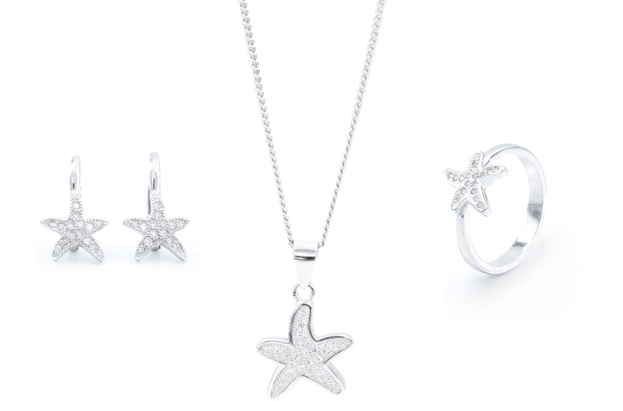 Bequasa Attract Star Set, Weiss, Rhodiniert